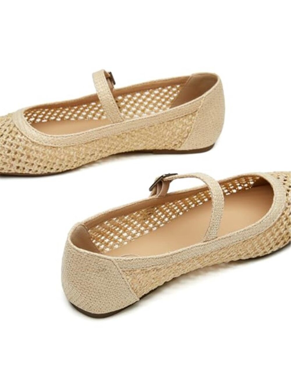 Trary Mary Jane Shoes Women Woven Flats for Women Dressy Ballet Flats Squared - Picture 5 of 7